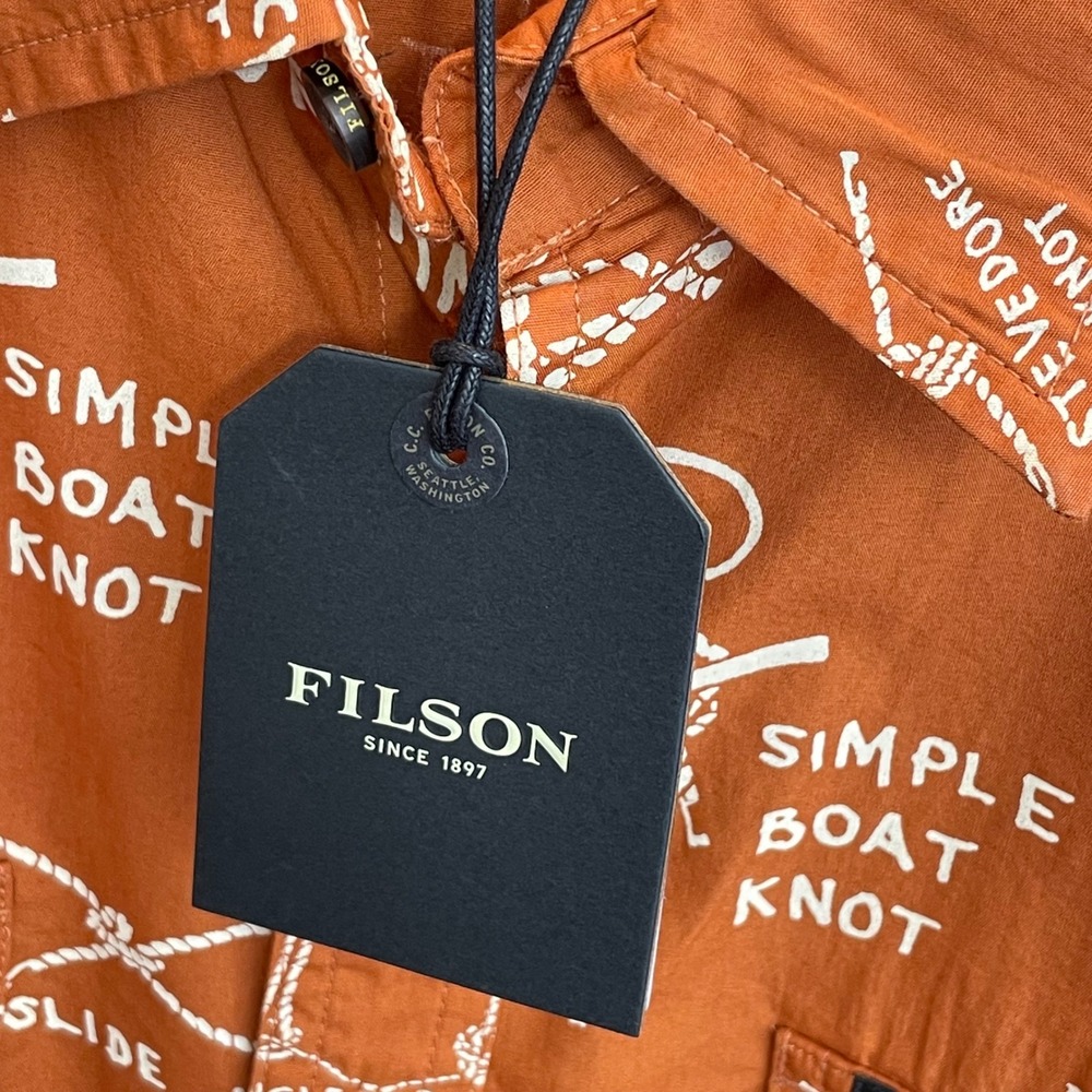 Filson Washed Short Sleeve Feather‎ Cloth Shirt XXL NWT Bourbon Knots Print - Picture 8 of 8